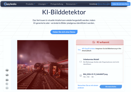 Copyleaks erkennt das KI-Bild