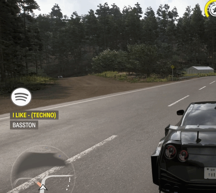 Das HUD mit Spotify-Integration dank Mod für Forza Horizon 6