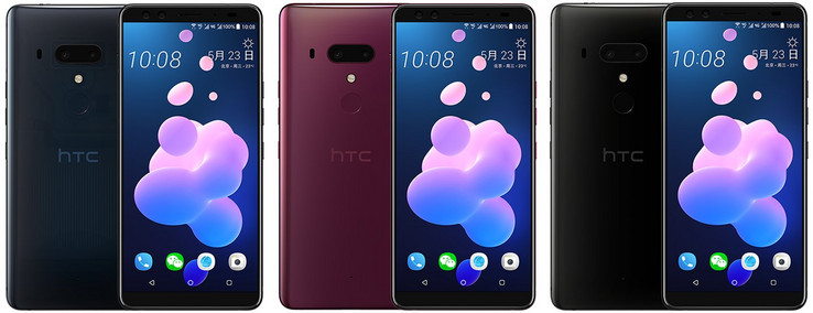 Die 3 Farbvarianten des HTC U12+.