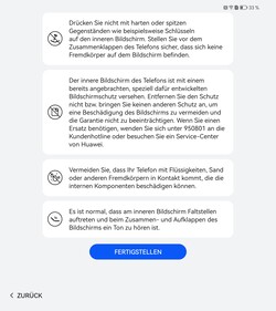Nutzungshinweise für das Mate X3 gibt es direkt beim Start.