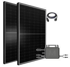 Balkonkraftwerk mit zwei Solarmodulen und Marstek-Wechselrichter