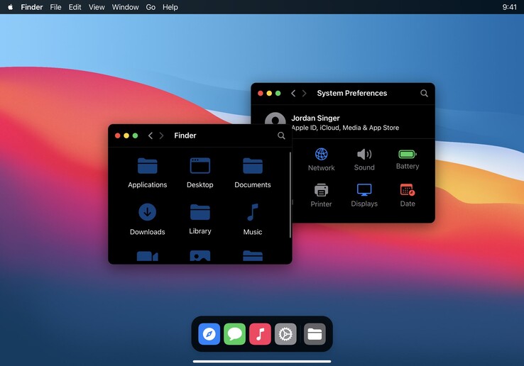 macOS Big Sur läuft mit Touchbedienung auf einem iPad.