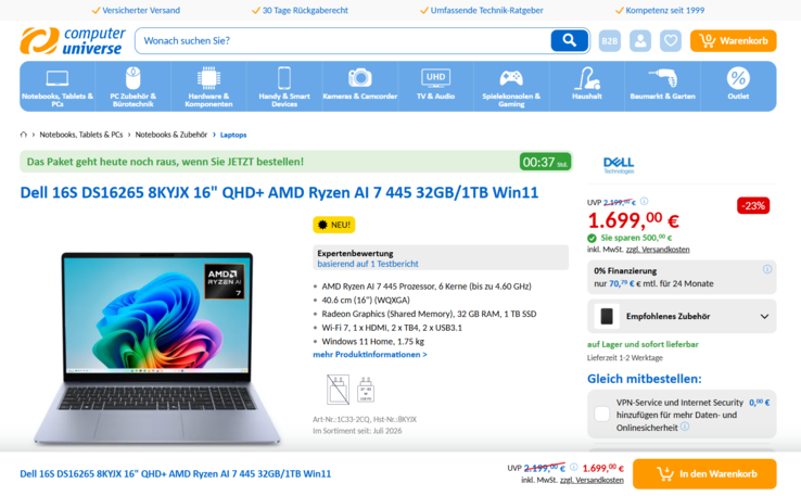 Dell 16S DS16265 8KYJX für 1.699 Euro.