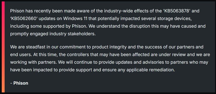Phison hat ein Statement zu den SSD-Problemen unter Windows 11 abgegeben (Bildquelle: Wccftech)