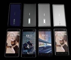 Die beiden linken Smartphones wurden bislang nicht veröffentlicht, sind es Nokia 8 und Nokia 9?