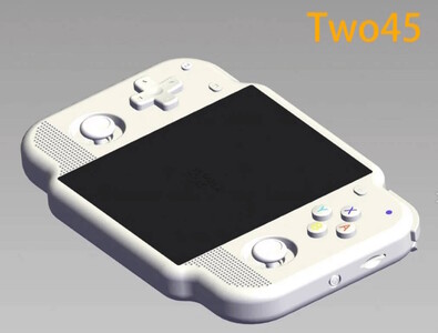 Beim Two45 stehen die Eingabegeräte sozusagen ab, der Bildschirm kommt im Hochformat (Bildquelle: MagicX, Retro Handhelds)
