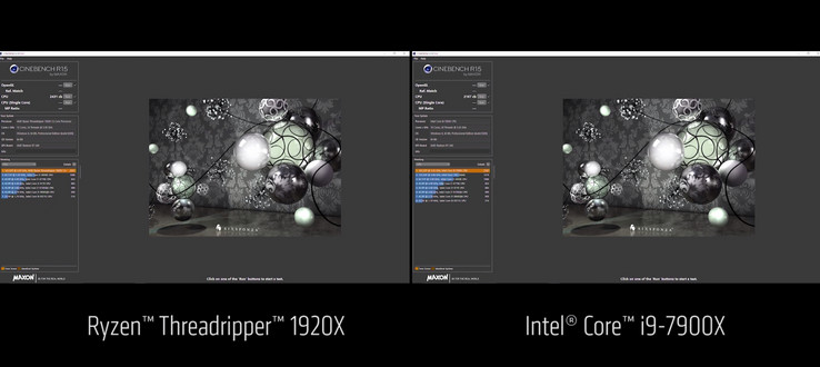 Threadripper 1920X und Core i9-7900X im Cinebench-Vergleich