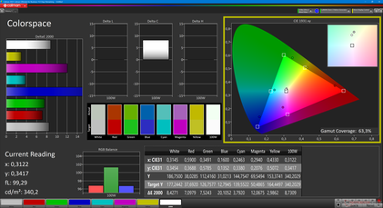 Farbraum sRGB (Calman 2D): 63.3 %