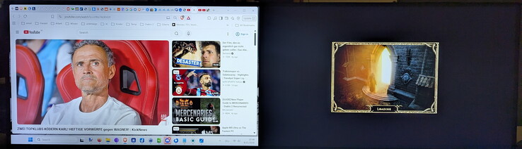 Picture-by-Picture: YouTube per Mini-PC links und Diablo 2 per Gaming-Laptop rechts auf dem gleichen Monitor