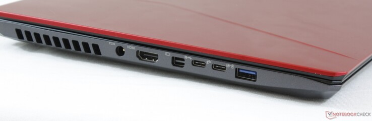 Links: Netzanschluss, HDMI, DisplayPort, 2x USB 3.1 Typ-C (1x mit DisplayPort), USB 3.1 Typ-A