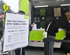 Nvidia verkauft Grafikkarten ausnahmsweise zur UVP, direkt aus einem Truck. (Bildquelle: Nvidia)