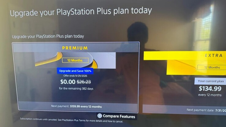 Angebot für kostenloses PS Plus Premium.