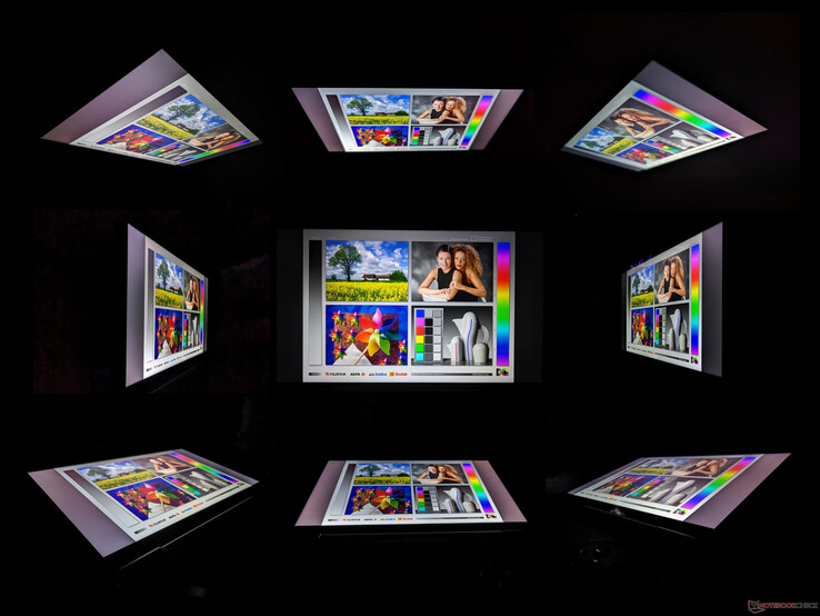 Große IPS-Betrachtungswinkel. Farben und Kontrast verschlechtern sich aus größeren Winkeln im Vergleich zu Mini-LED und OLED schneller