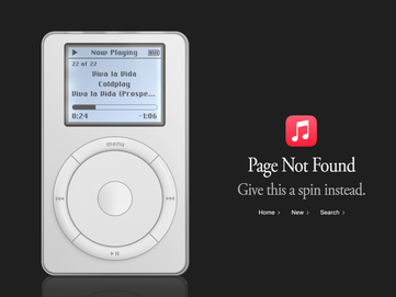 Der virtuelle iPod der ersten Generation spielt einen Song auf der Website von Apple Music ab
