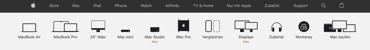 Der Apple Online Store listet nun den Mac Studio, dafür wurde der 27 Zoll iMac entfernt. (Screenshot: Apple)