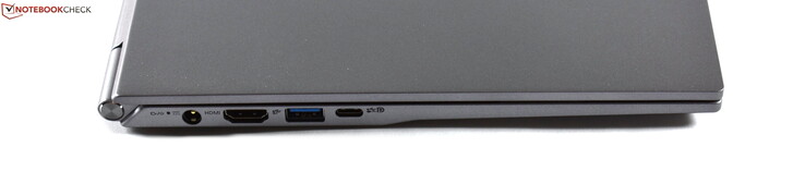Links: Ladeanschluss, HDMI, USB 3.1 Gen 2 Type A, USB 3.1 Gen 2 Typ C