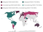 Die Nutzung der 6-GHz-Frequenzen unterscheidet sich von Land zu Land. (Bild: Wifi Alliance/November 2022)