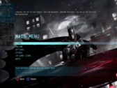 Das Hauptmenü von Arkham Origins in ARMSX3 zeigt Batman und die Online-Option.