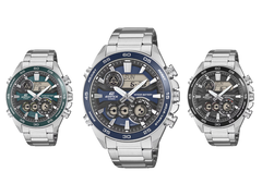Ein Bild der neuen Casio Edifice ERA-130D Serie vor einem weißen Hintergrund.