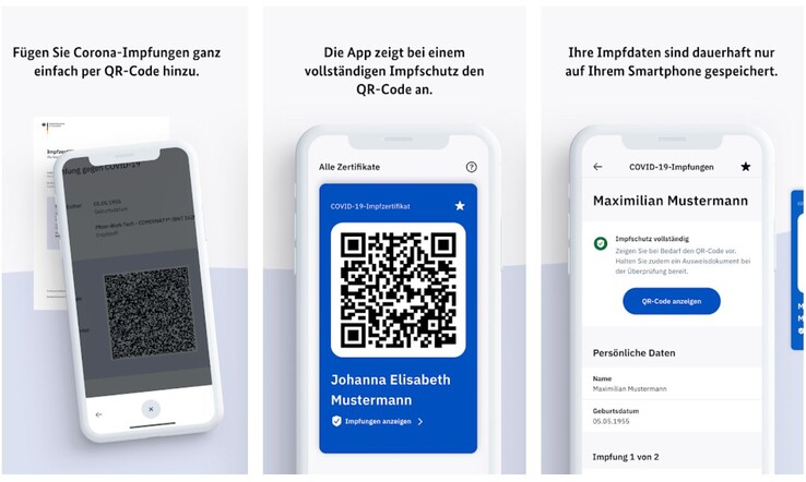 Mithilfe des QR-Codes lässt sich später der Impfstatus überprüfen (Bild: Play Store/RKI)