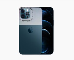 Wir haben das geleakte Bild über ein iPhone 12 Pro Max gelegt, um den Größenunterschied zu verdeutlichen. (Bild: Apple / Ice Universe, bearbeitet)