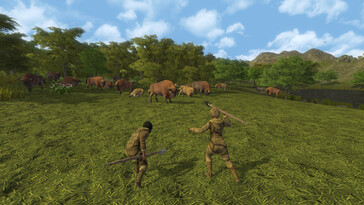 Eine Jagdszene in Dawn of Man.