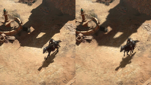 Diablo 4: Raytracing aus (links), Raytracing ein (rechts).