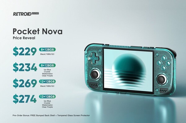 Der Retroid Pocket Nova erscheint in zwei Ausführungen und insgesamt sieben Farbvarianten