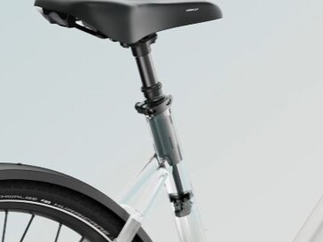 Der Sattel beziehungsweise die Sattelstange ist gefedert (Bildquelle: Heybike)