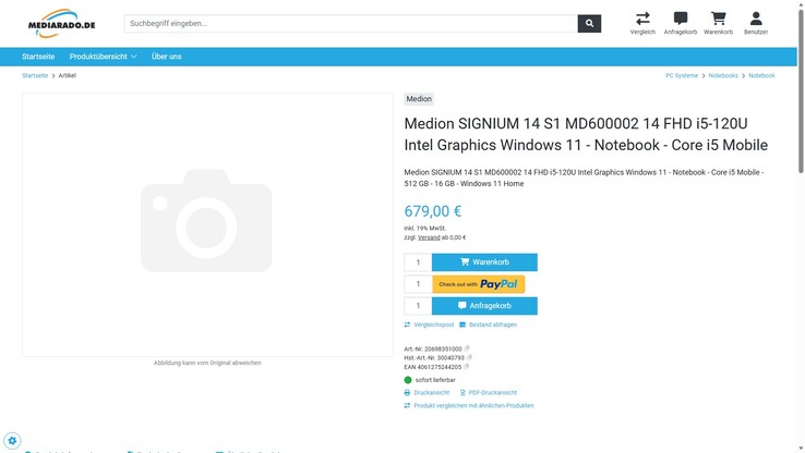 Medion Signium 14 S1 im Angebot für 679 Euro.