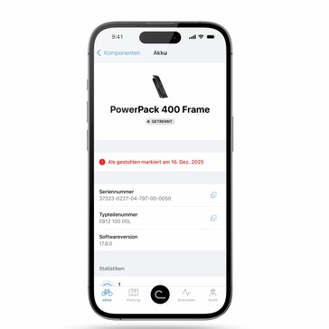 Auch Akkus lassen sich als gestohlen markieren (Bild: Bosch eBike Systems)