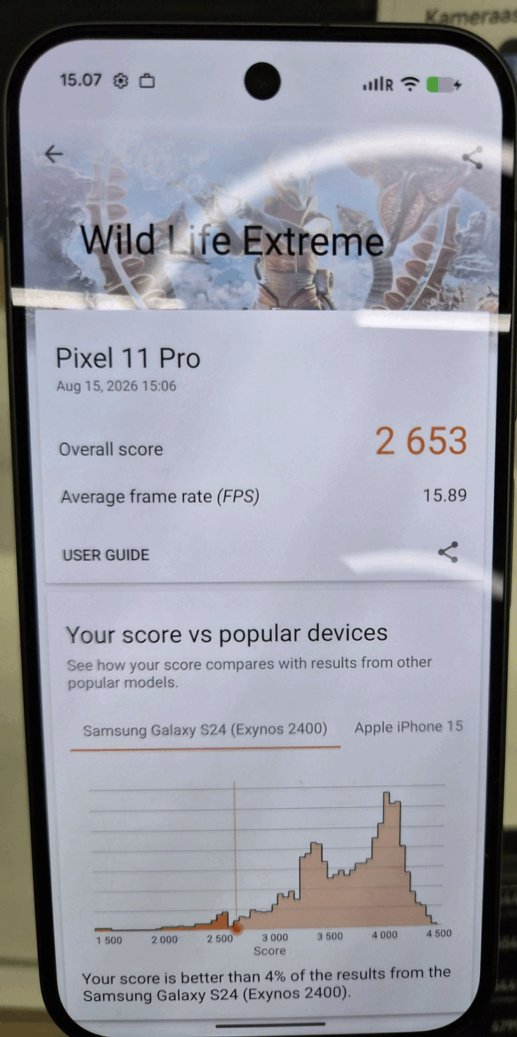 Das Pixel 11 Pro im Wild Life Extreme Benchmark