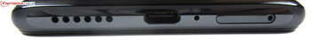 Fußseite: Lautsprecher, USB-C 2.0,, Mikrofon, Dual-SIM-Slot