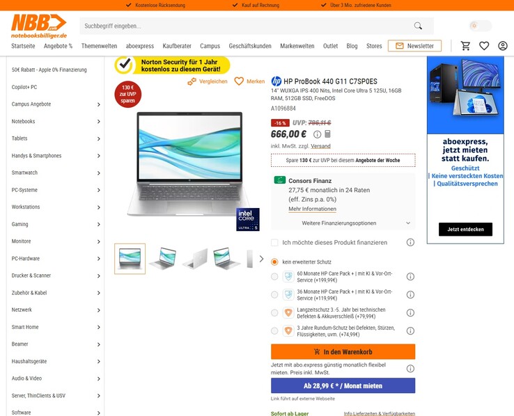 HP ProBook 440 G11 (C7SP0ES) für 666 Euro.