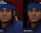 Optischer Unterschied bei der Darstellung von Zeichen in NBA 2K27 mit und ohne DLSS 5.