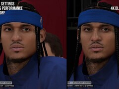 Optischer Unterschied bei der Darstellung von Zeichen in NBA 2K27 mit und ohne DLSS 5.