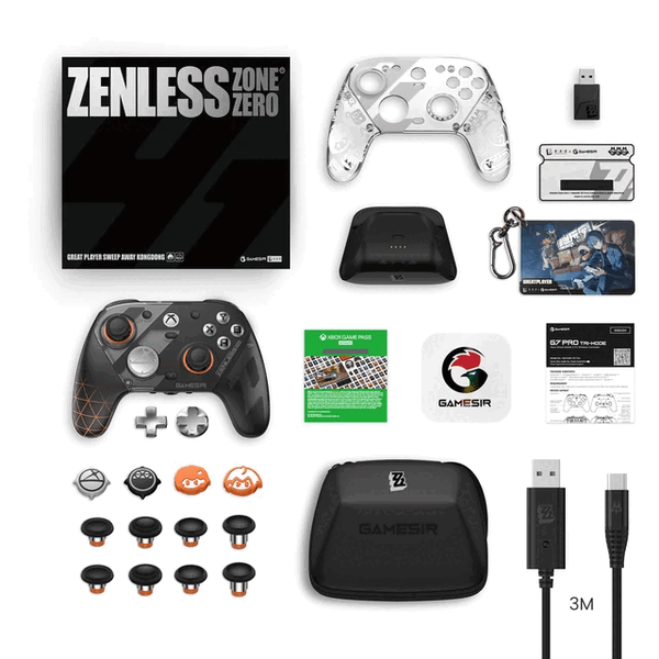 Die GameSir G7 Pro Zenless Zone Zero Edition wird mit umfangreichem Zubehör geliefert