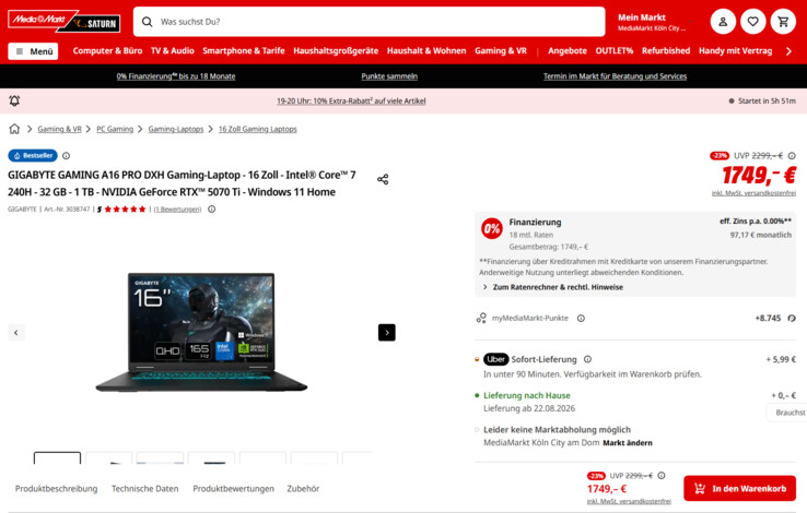 Gaming A16 PRO DXH G4DECC4SH für 1.749 Euro.