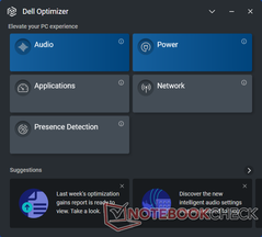 Dell Optimizer - Hauptbildschirm