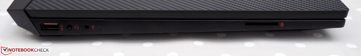 linke Seite: USB-A 3.1 Gen1, Kopfhörer, Mikrofon, Kartenleser