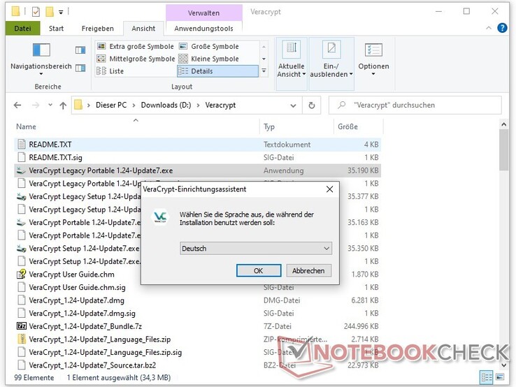Entpacken Sie die heruntergeladene Datei in einem beliebigen Ordner und öffnen sie