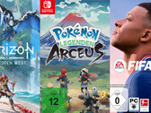 Meistverkaufte Spiele in Europa: Pokémon-Legenden Arceus toppt FIFA 22, GT 7, Horizon Forbidden West und Elden Ring.