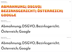 Abmahnungen gegen Webseiten mit Google-Fonts scheitern vor Gericht - Beispiele für Google-Fonts