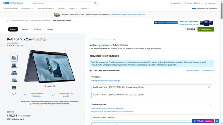 Dell 16 Plus 2-in-1 für 1.199 Euro.