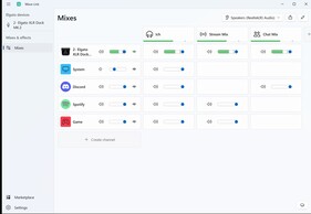 Links die Quellen (Hard-, Software), rechts den Mixes zugeordnet