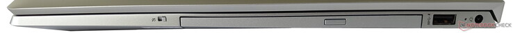 Rechte Seite: Webcam-Schalter, DVD-RW-Laufwerk, 1x USB 3.1 Gen1, Netzanschluss