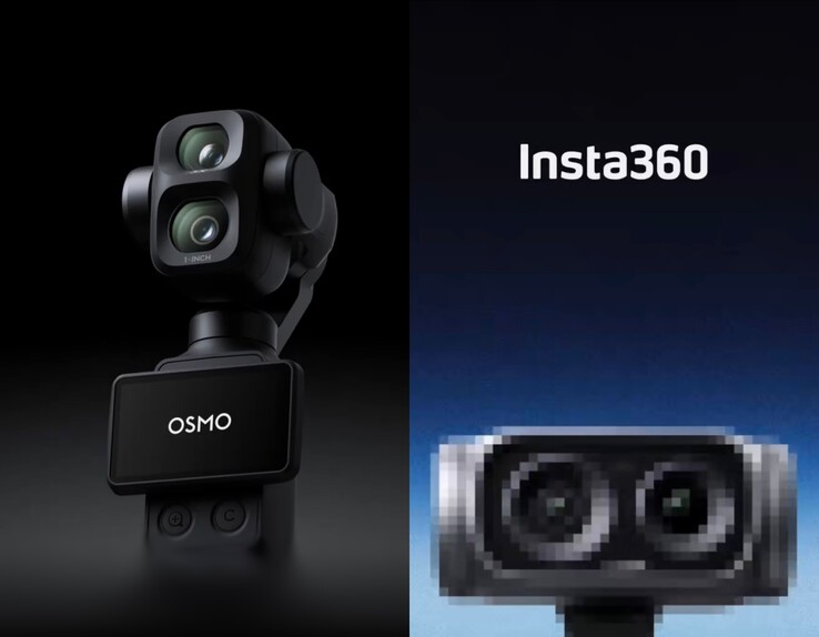 Offizieller Osmo Pocket 4P Render neben Insta360 Luna Ultra Teaser-Bild