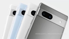 Das Promo-Video zeigt das Google Pixel 7a in Schwarz, Weiß und Blau, die Variante in Rot fehlt. (Bild: @OnLeaks / Media Peanut)