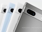 Das Promo-Video zeigt das Google Pixel 7a in Schwarz, Weiß und Blau, die Variante in Rot fehlt. (Bild: @OnLeaks / Media Peanut)
