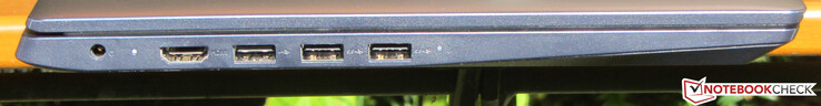 Linke Seite: Netzanschluss, HDMI, USB 2.0 (Typ A), 2x USB 3.2 Gen 1 (Typ A)